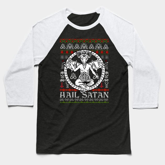 Satanic Christmas - Hail Satan Ugly Sweater Baseball T-Shirt by biNutz